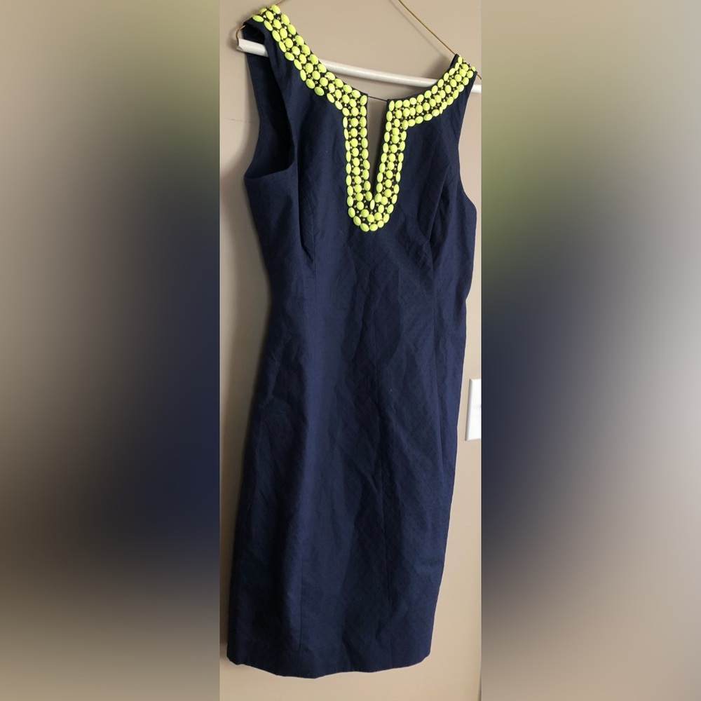 NWT LILLY PULITZER Navy Blue & Yellow Shift Dress Size 10 $238